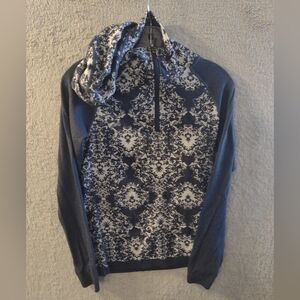 M Leisure zip-up athletic Full Zip Hoodie Medium Blue/White Talbot Style Print